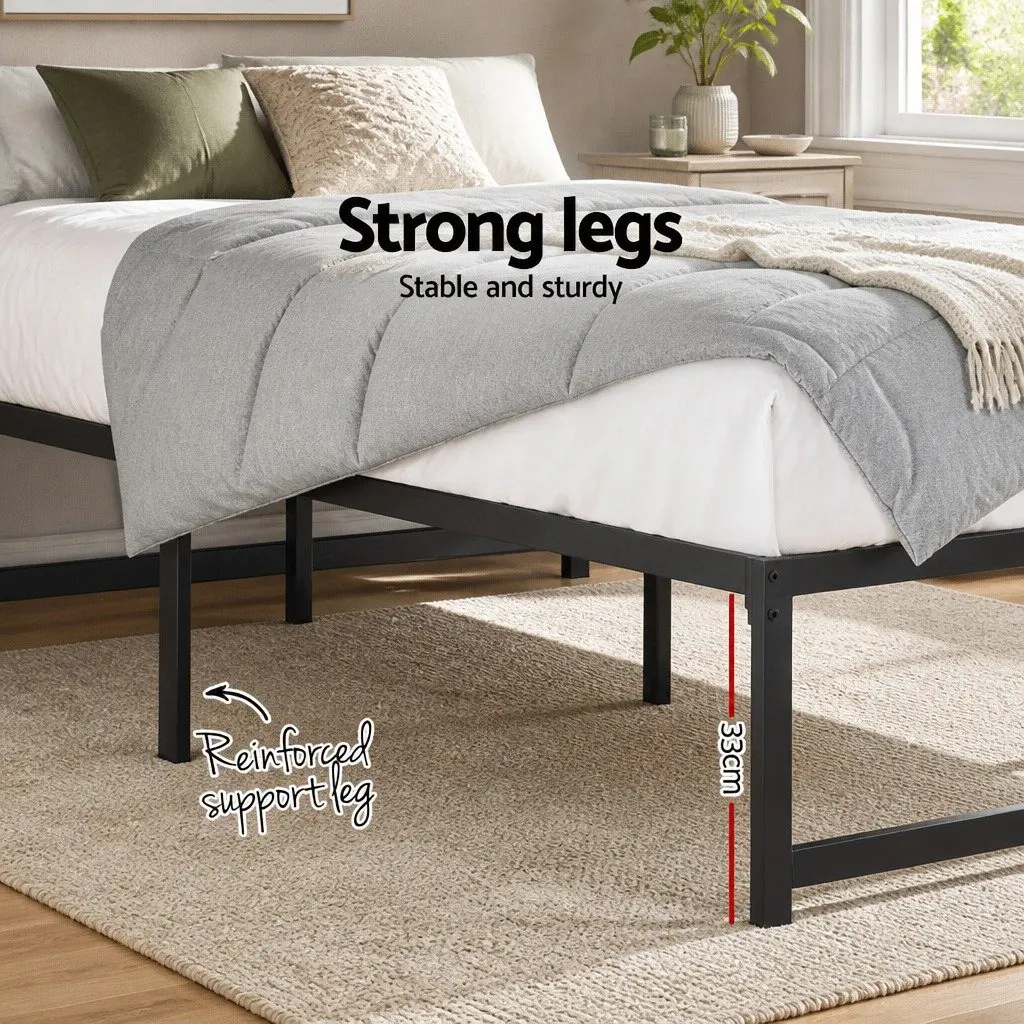 Double Metal Bed Frame Black Minimalist Design Storage Space Underneath Steel