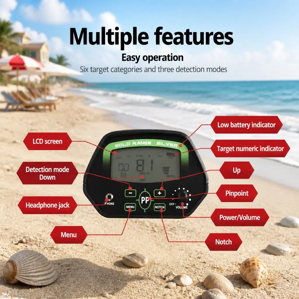 Metal Detector Pinpointer Kit Treasure Hunter Beach Search Waterproof LCD