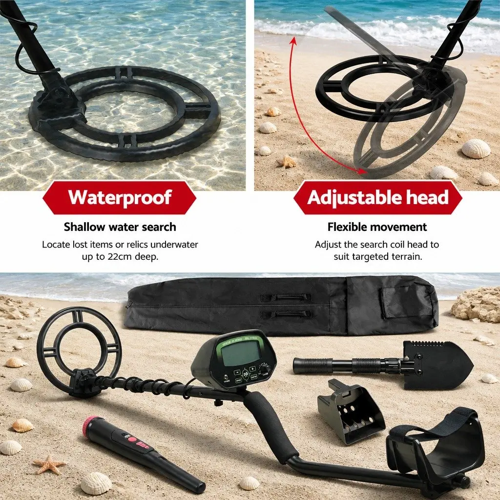 Metal Detector Pinpointer Kit Treasure Hunter Beach Search Waterproof LCD