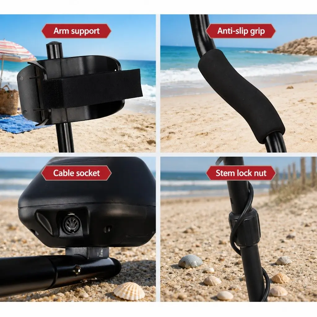 Metal Detector LCD Screen Waterproof Treasure Hunter Beach Search Coil Pinpoint
