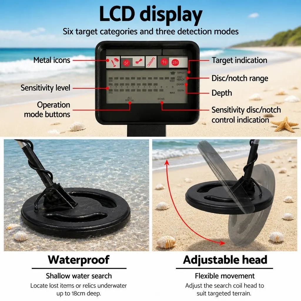 Metal Detector with 180MM Sensitivity and LCD Display