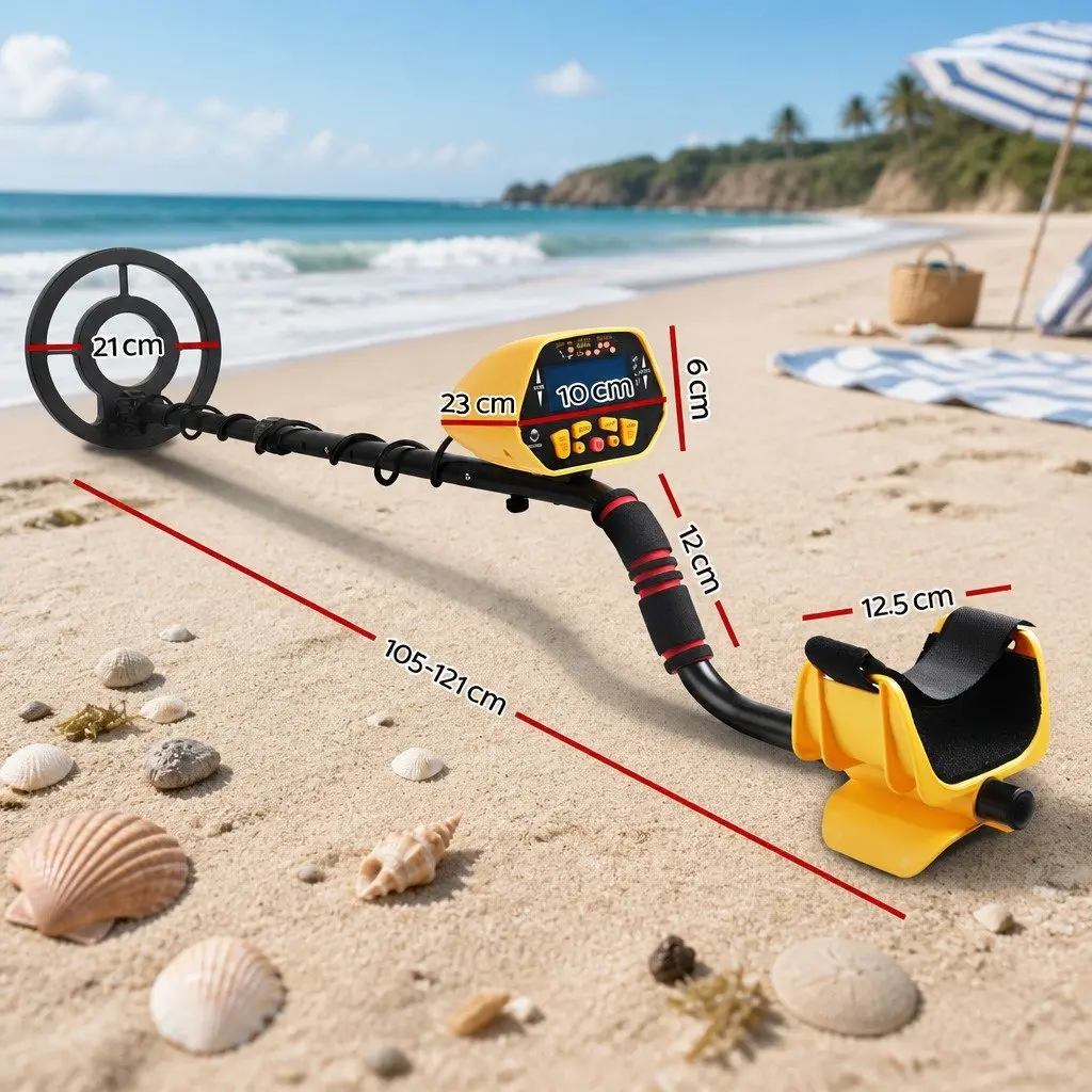 Metal Detector for Beach Park Backyard 180MM Waterproof Yellow LCD Screen
