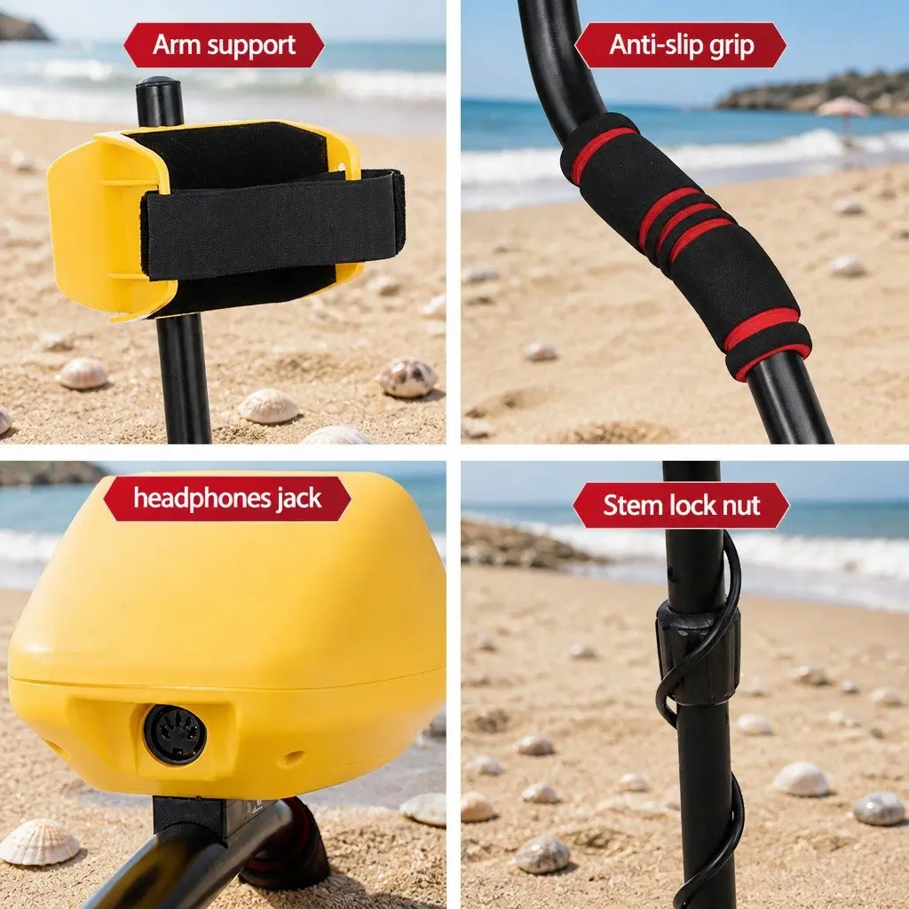 Metal Detector for Beach Park Backyard 180MM Waterproof Yellow LCD Screen