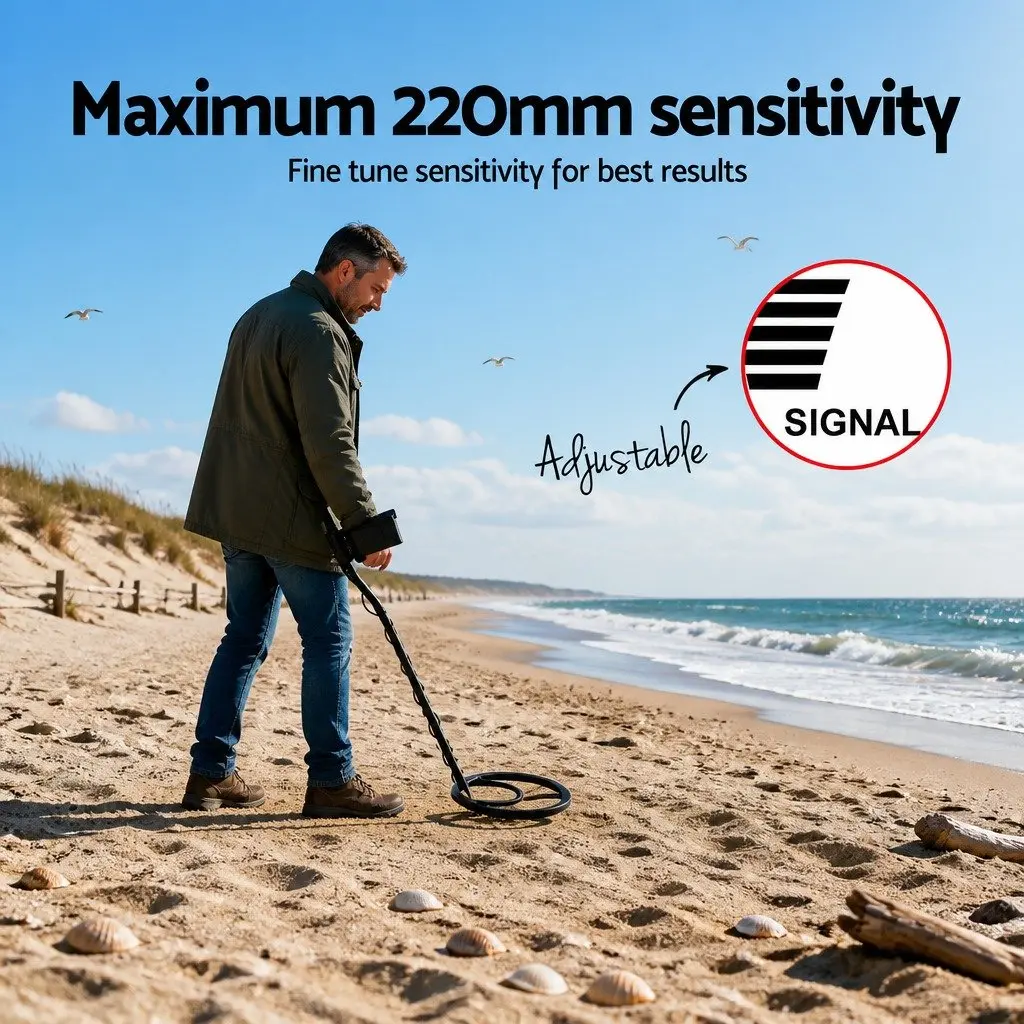 Metal Detector LCD Screen Waterproof 220MM Search Coil Treasure Hunting Backyard