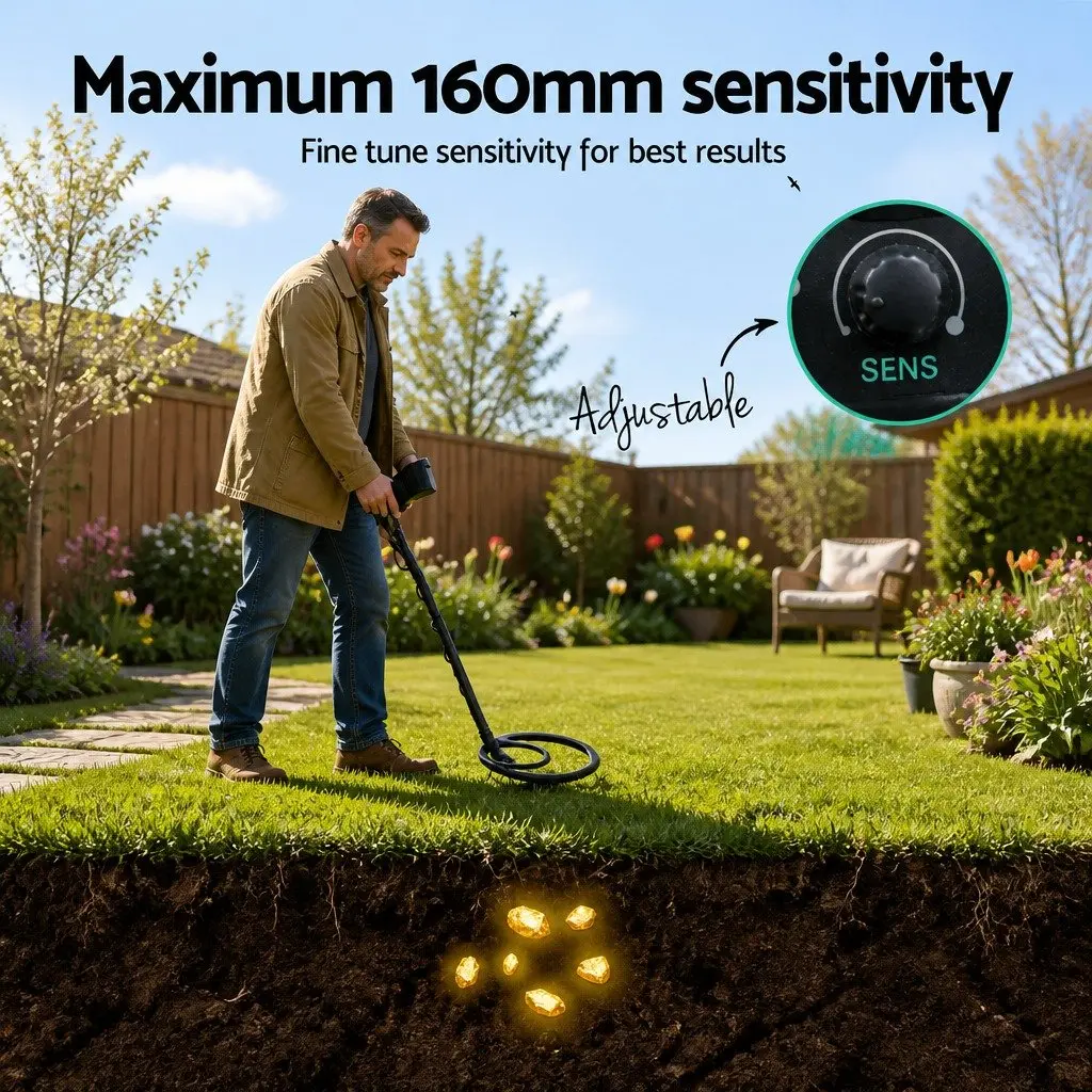 Metal Detector LED Waterproof Search Coil Headphones Beach Gold Digger Treasure