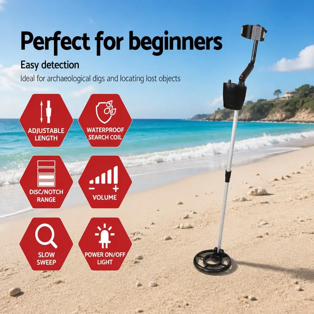 Metal Detector for Treasure Hunting with 180MM Waterproof Search Coil Adjustable Length