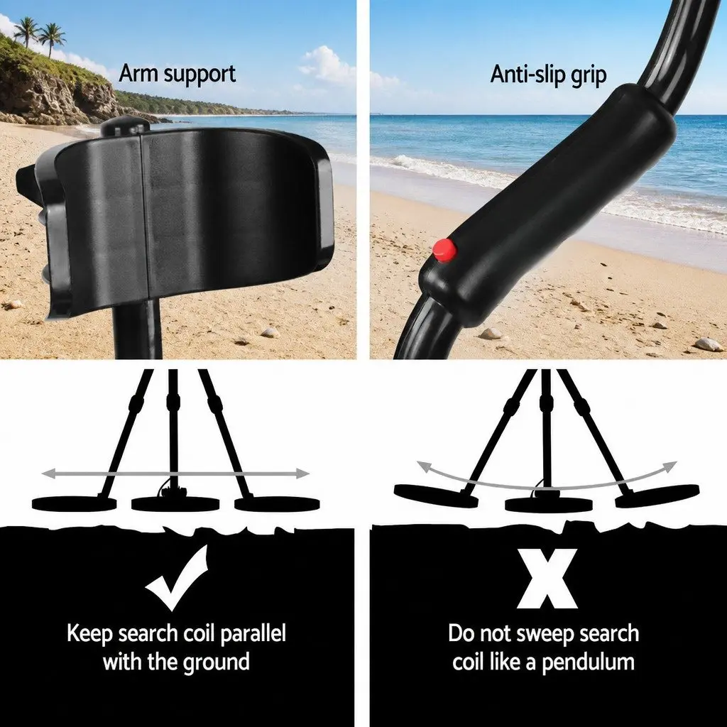 Metal Detector for Treasure Hunting with 180MM Waterproof Search Coil Adjustable Length