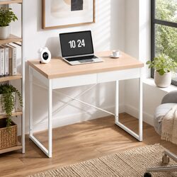 Computer Desk Dimensions: 100cm Oak with 2 Drawers