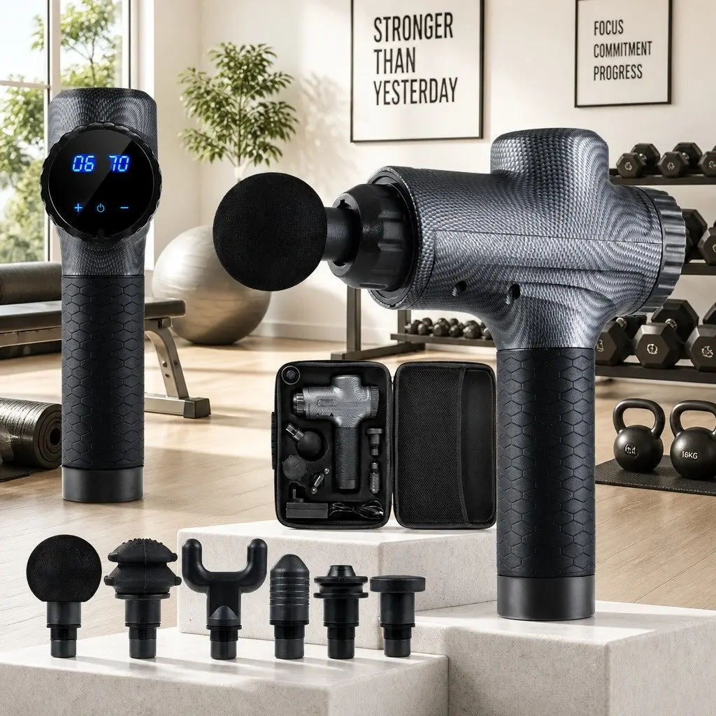 Massage Gun for Muscle Recovery Home Use 30 Speed 6 Heads Grey