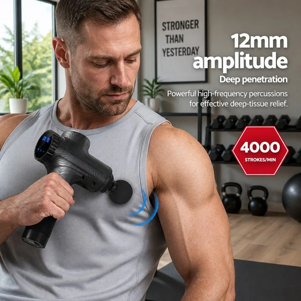 Massage Gun for Muscle Recovery Home Use 30 Speed 6 Heads Grey