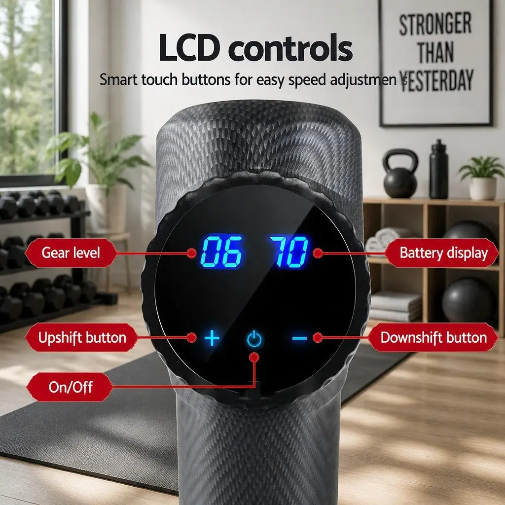Massage Gun for Muscle Recovery Home Use 30 Speed 6 Heads Grey