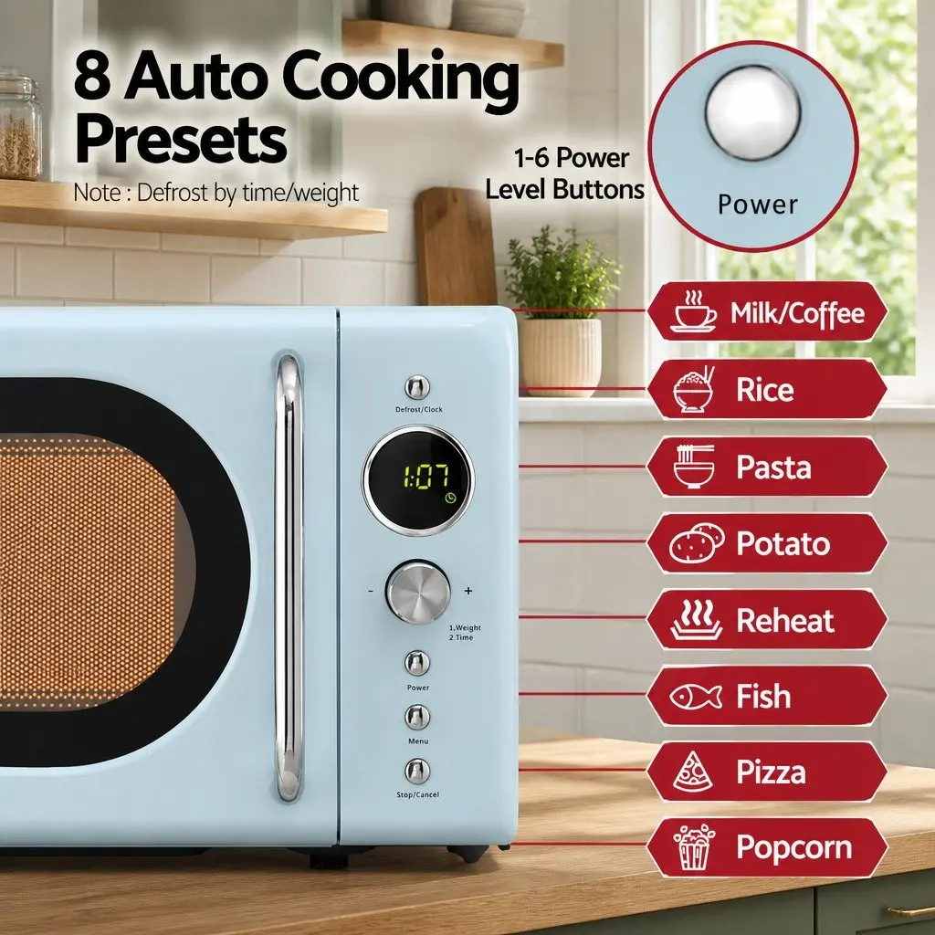 Microwave Oven Kitchen 20L Blue Digital Control