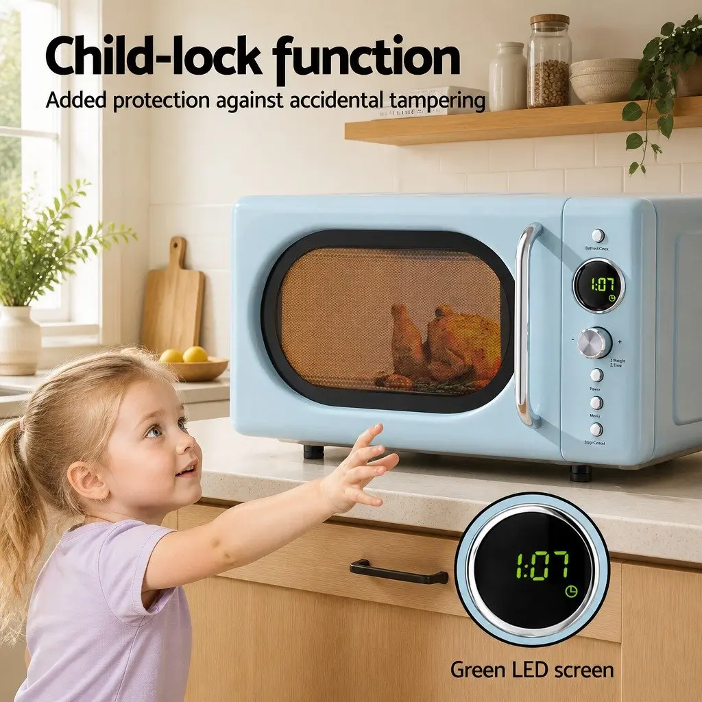 Microwave Oven Kitchen 20L Blue Digital Control