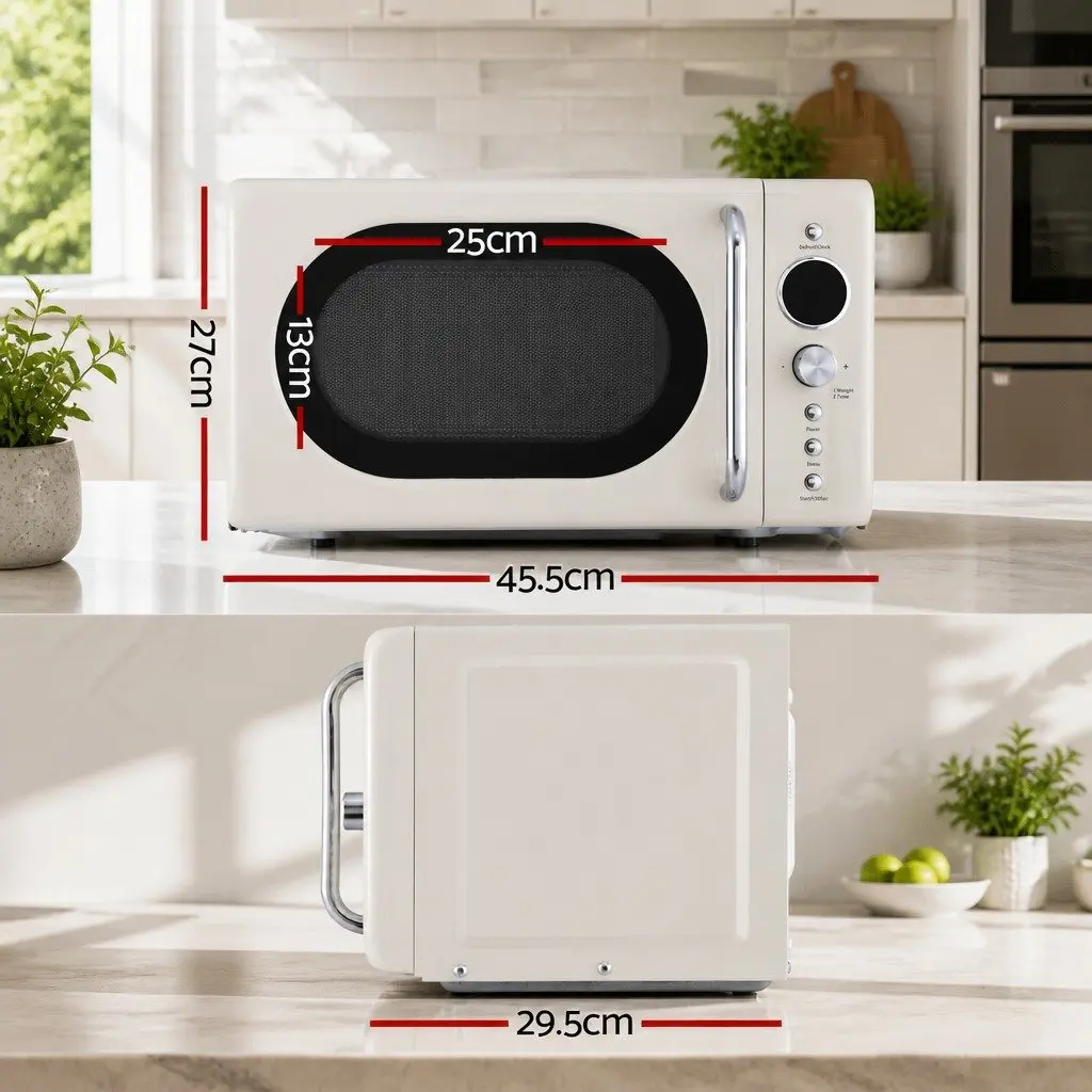 Microwave Oven 20L Kitchen 700W Digital Timer Express Cooking Defrost LED Display Cream