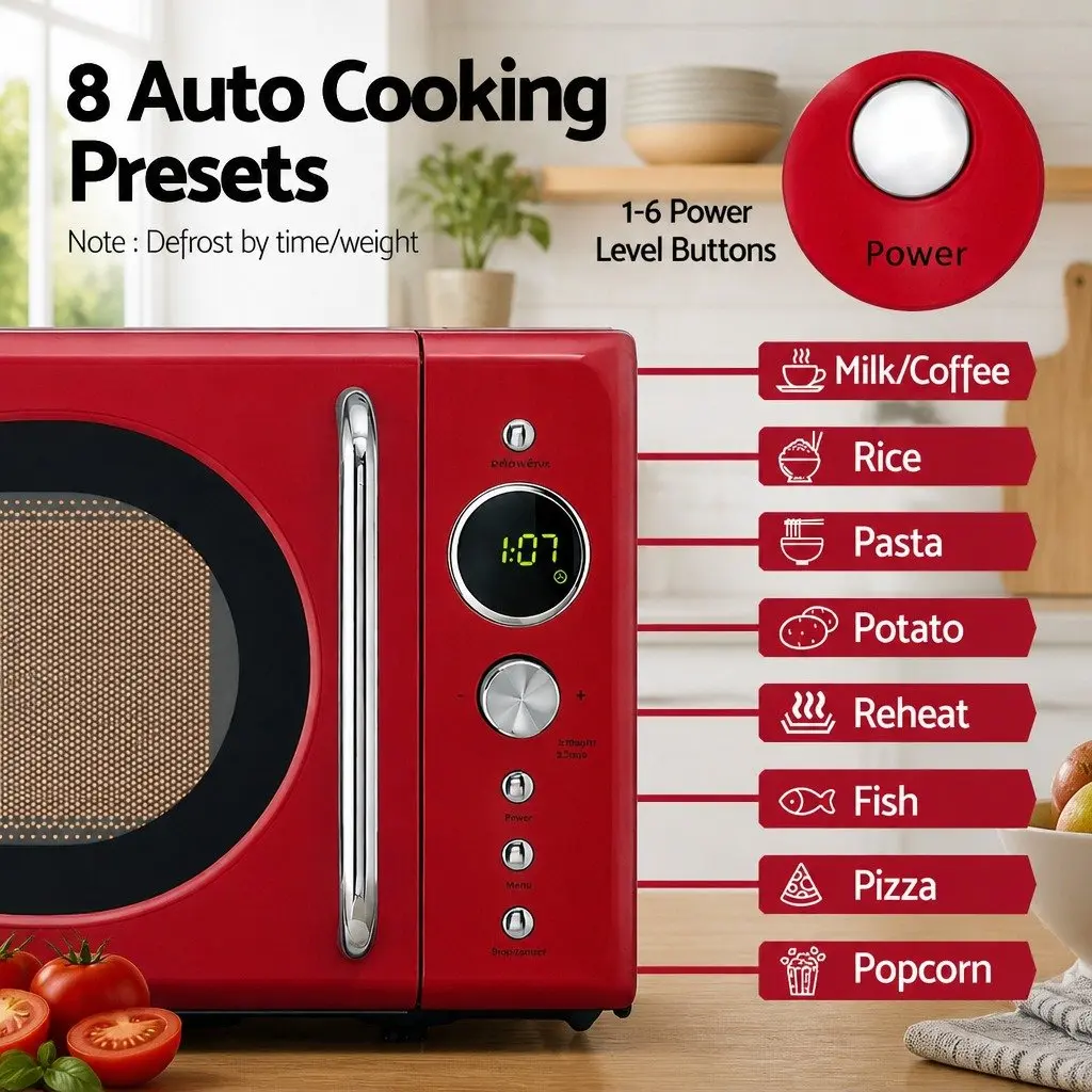 20L Microwave Oven with 700W Power and Auto Cook Menus