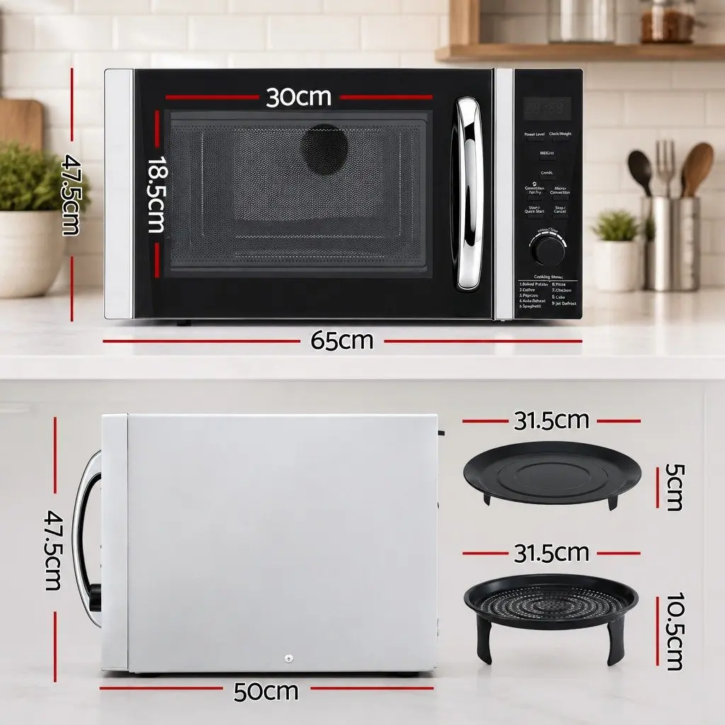 30L Microwave Oven 4-in-1 Air Fryer Convection Grill Digital Cooker LED Display