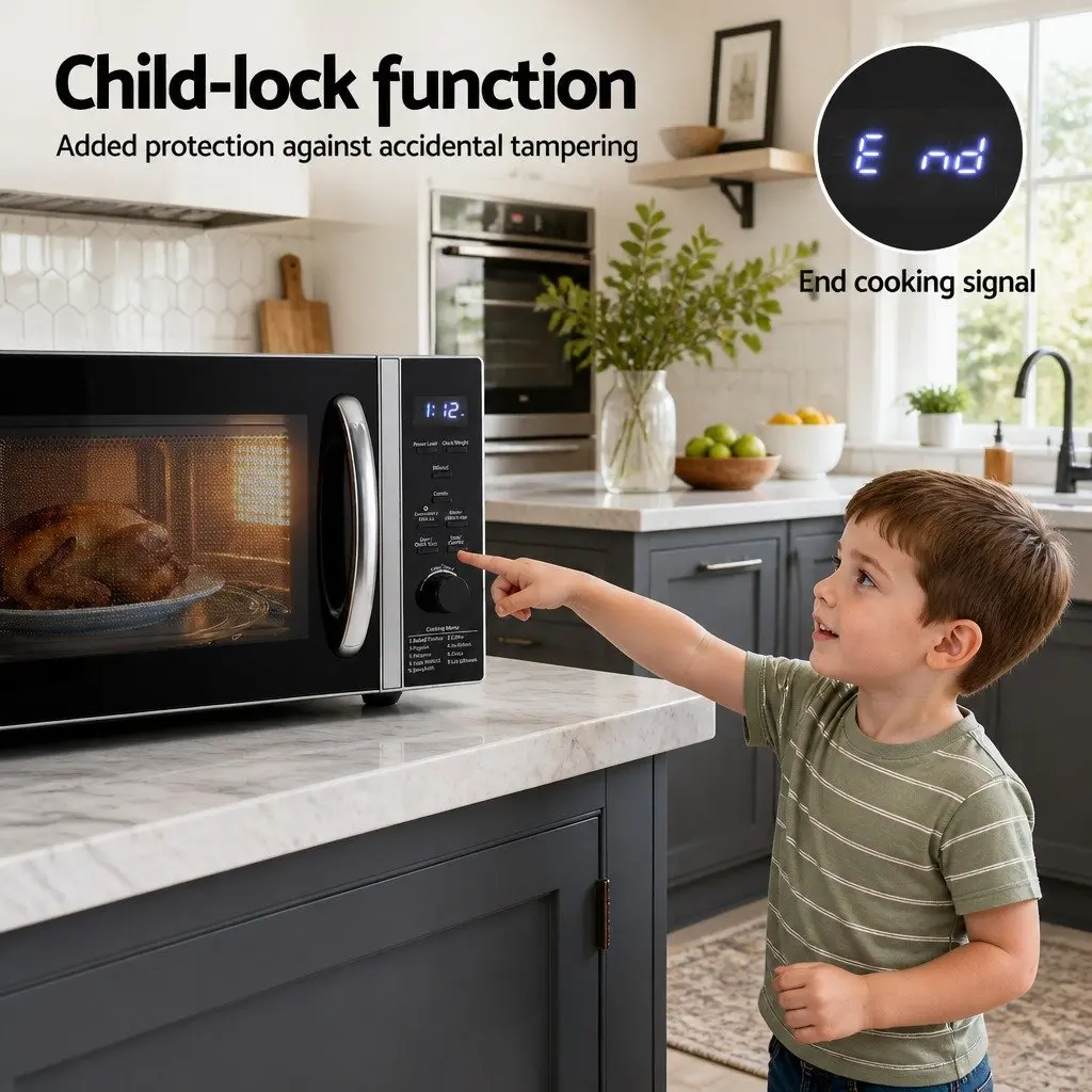 30L Microwave Oven 4-in-1 Air Fryer Convection Grill Digital Cooker LED Display