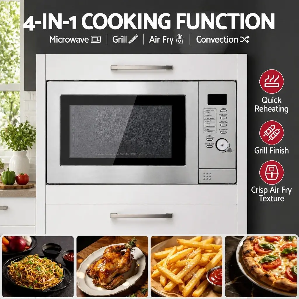 Built In Microwave Oven 30L 4 in 1 Grill Air Fry Convection Digital Control