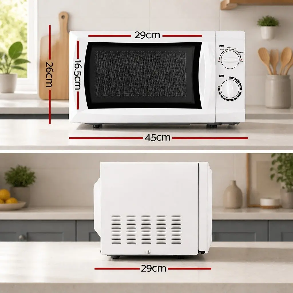 20L Microwave Oven 700W White Countertop Kitchen Appliance Glass Turntable