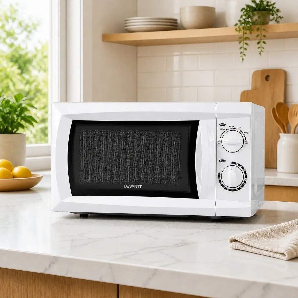 20L Microwave Oven 700W White Countertop Kitchen Appliance Glass Turntable