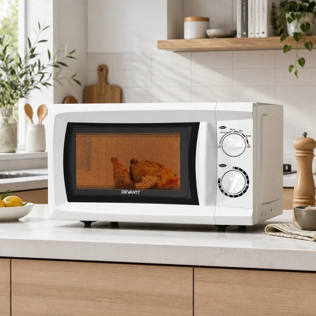 20L Microwave Oven 700W White Countertop Kitchen Appliance Glass Turntable