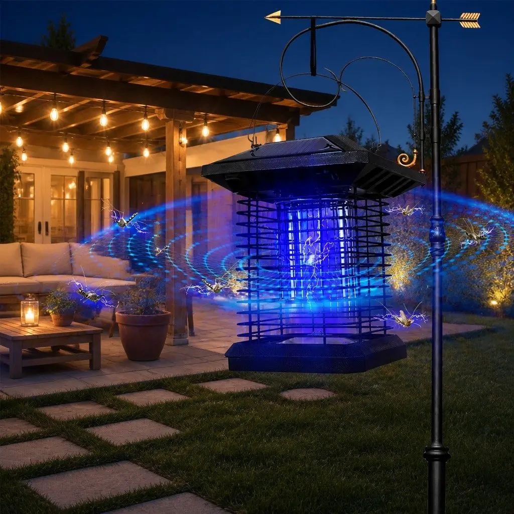 Electric Mosquito Killer Lamp Solar USB Rechargeable Indoor Outdoor Bug Zapper