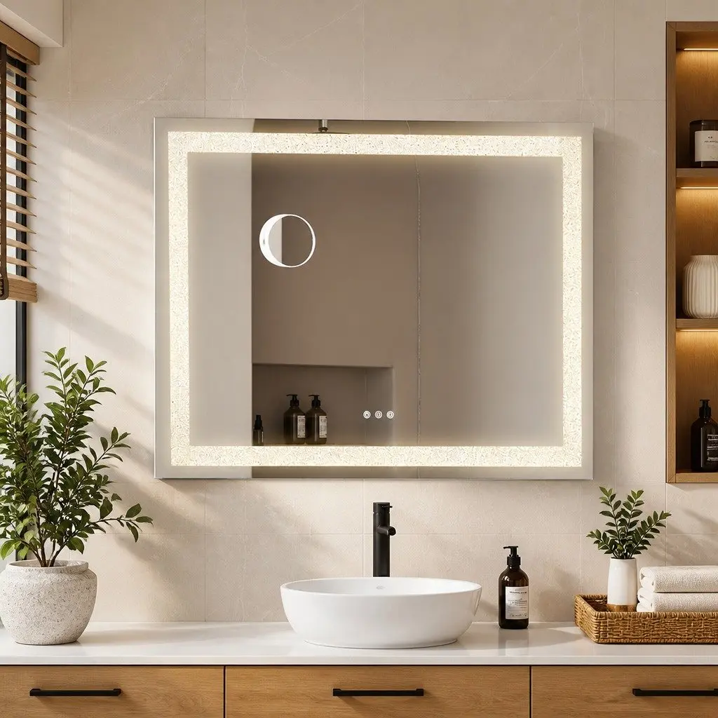 Vanity Makeup Mirror Large Tabletop Wall Mount Touch Control LED Lighting 5x Magnification