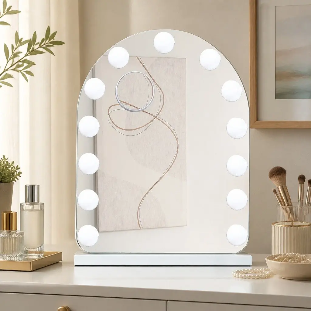 Hollywood Arched Makeup Mirror LED Light Touch Control Dimmable Brightness