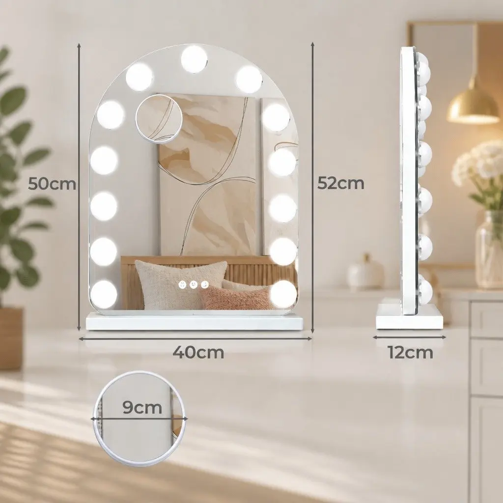 Hollywood Arched Makeup Mirror LED Light Touch Control Dimmable Brightness