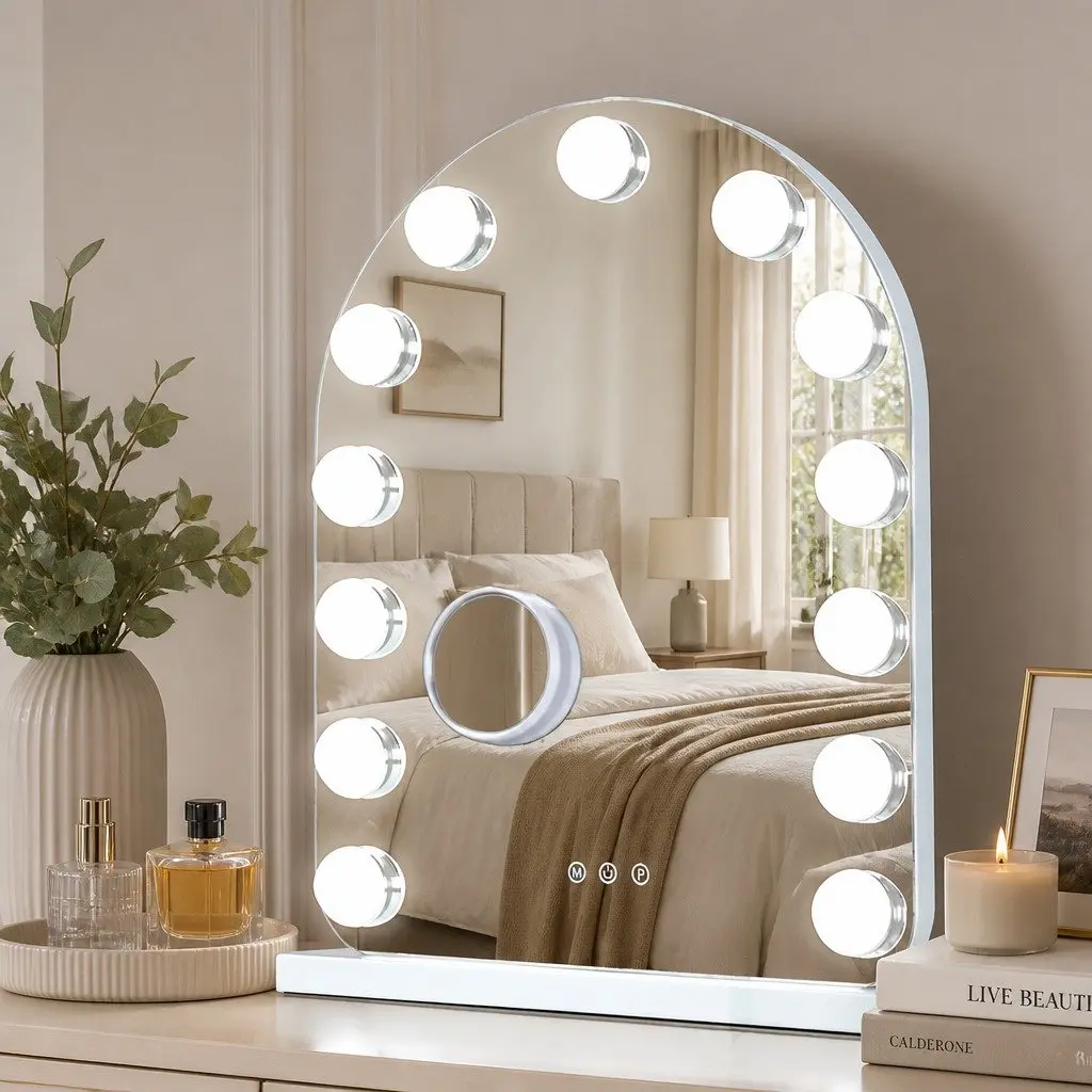 Hollywood Arched Makeup Mirror LED Light Touch Control Dimmable Brightness