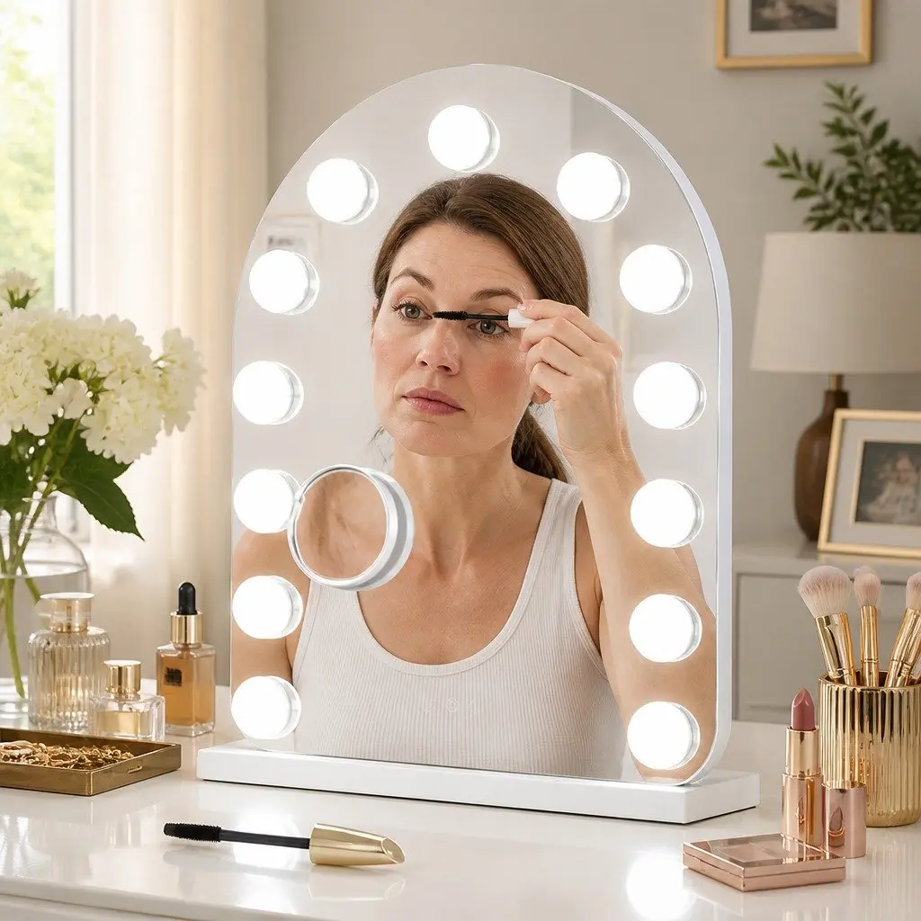Hollywood Arched Makeup Mirror LED Light Touch Control Dimmable Brightness