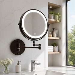Brown LED Makeup Mirror with 10X Magnification Specs