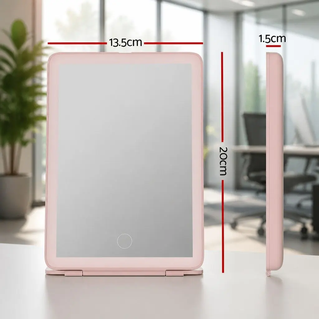 Pink Foldable LED Makeup Mirror