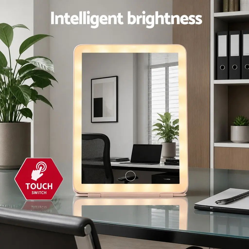 Pink Foldable LED Makeup Mirror