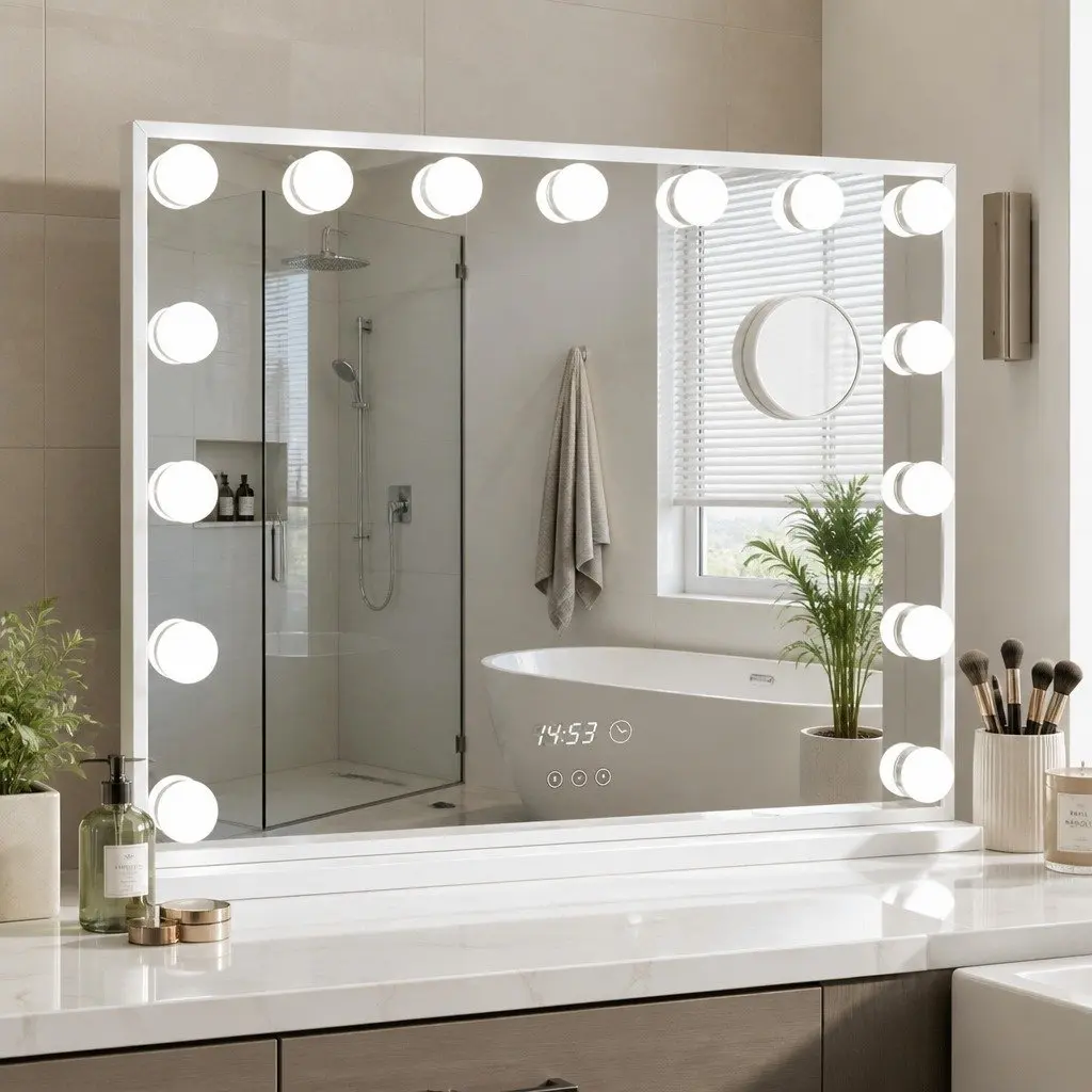 Makeup Mirror 58x45cm Hollywood Vanity with Adjustable LED Light Tabletop Yellow