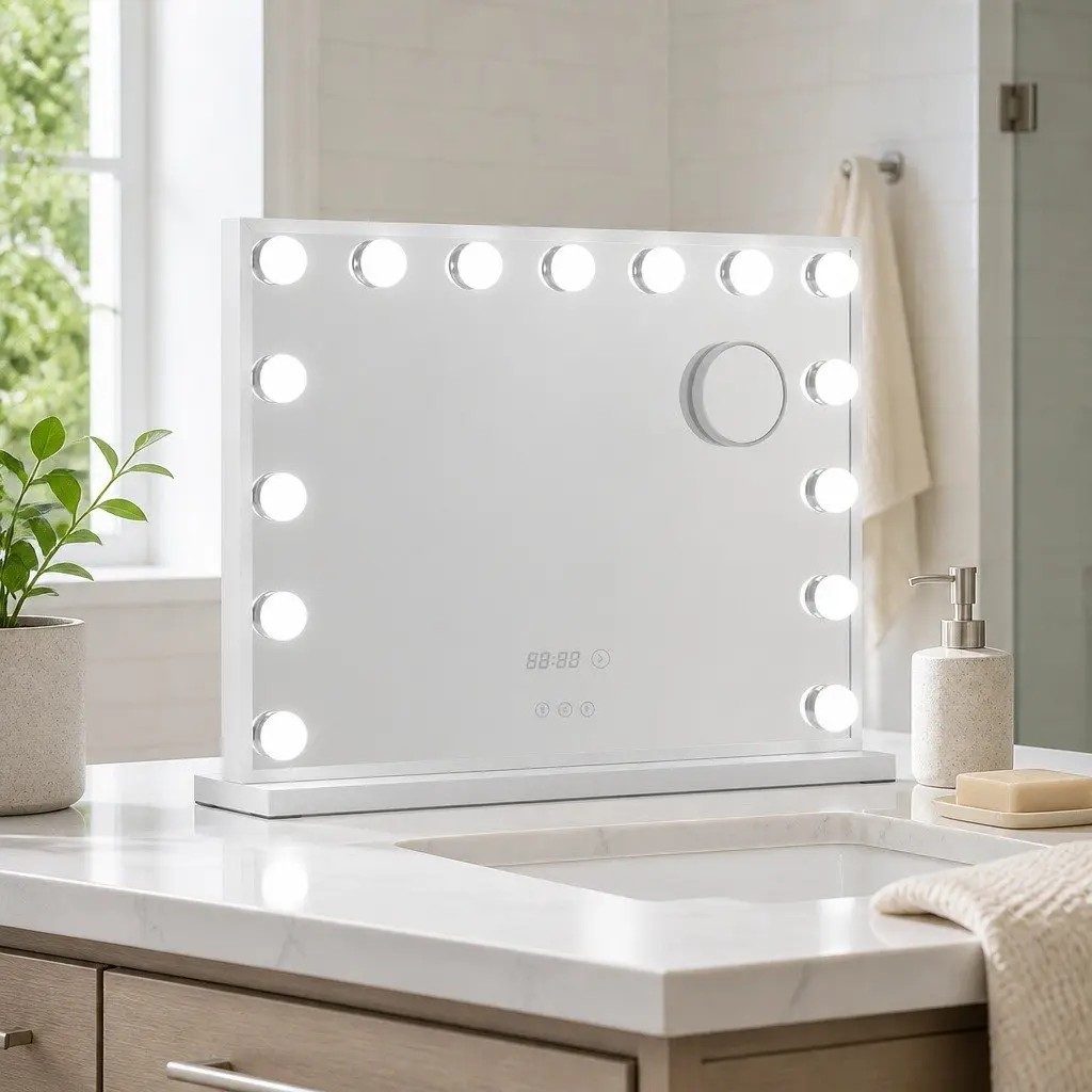 Makeup Mirror 58x45cm Hollywood Vanity with Adjustable LED Light Tabletop Yellow