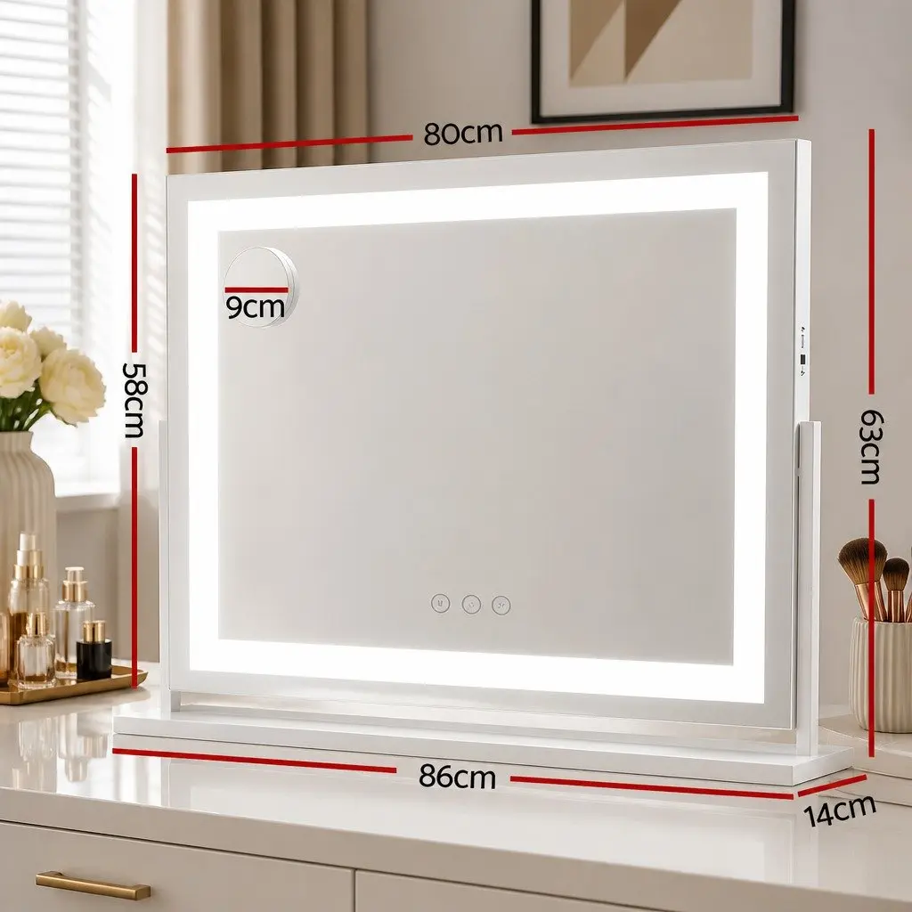 LED Makeup Mirror 80x58cm 360° Rotatable Vanity Mirror Lighted Adjustable Light