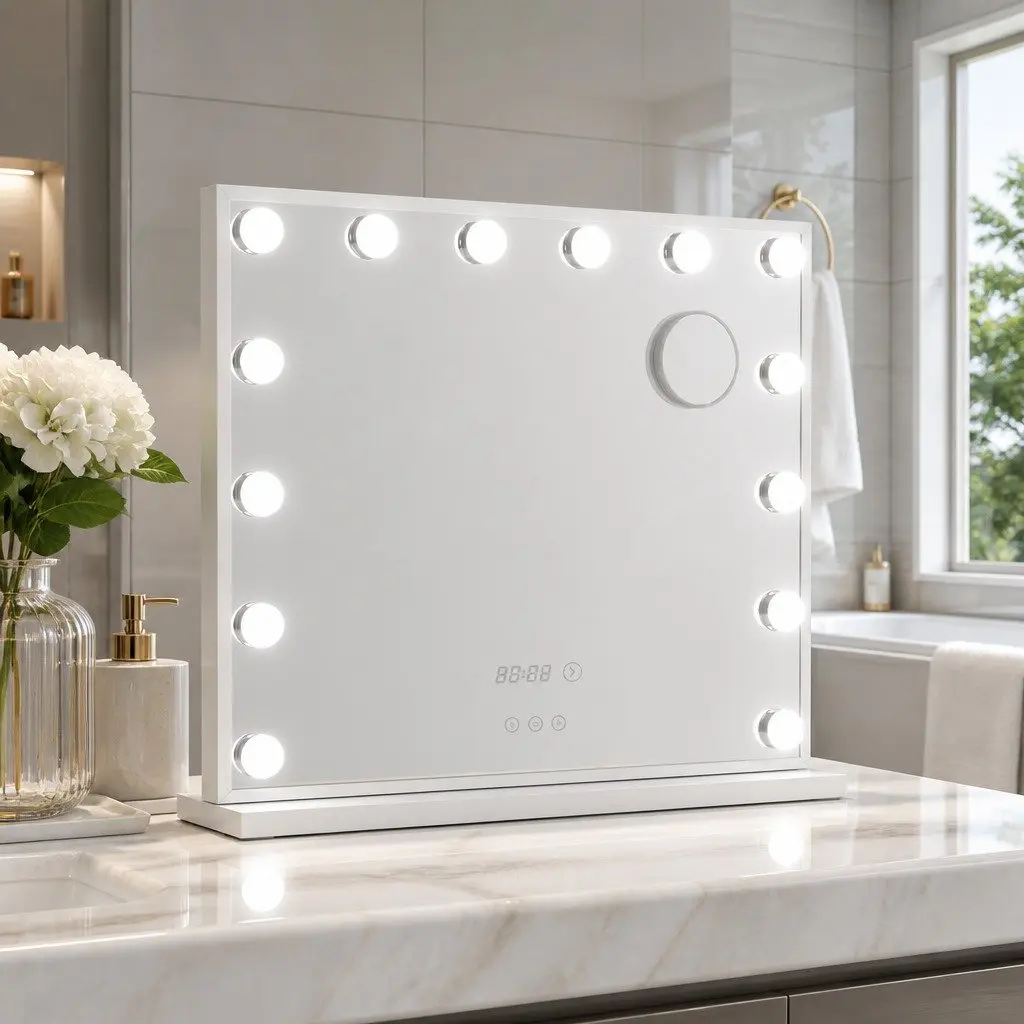 Makeup Mirror 60x52cm Hollywood Vanity LED Light Tabletop Free Standing Yellow