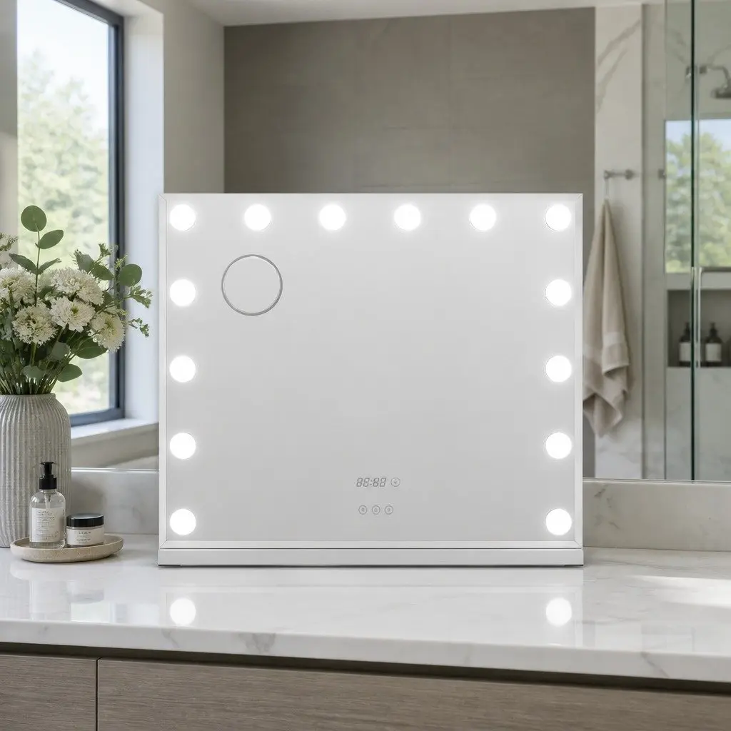 Makeup Mirror 60x52cm Hollywood Vanity LED Light Tabletop Free Standing Yellow