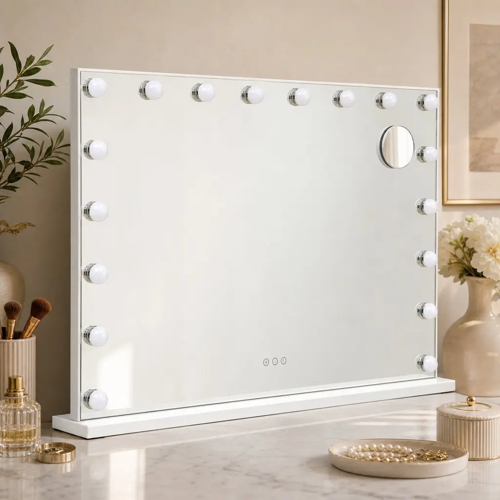 Hollywood Vanity Mirror 90x60cm Large Frameless Makeup Mirror 18 LED Bulbs