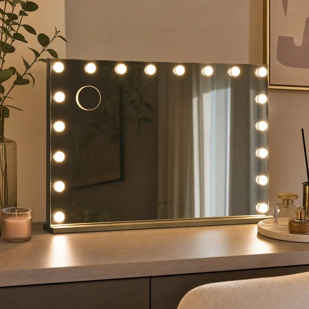 Hollywood Vanity Mirror 90x60cm Large Frameless Makeup Mirror 18 LED Bulbs
