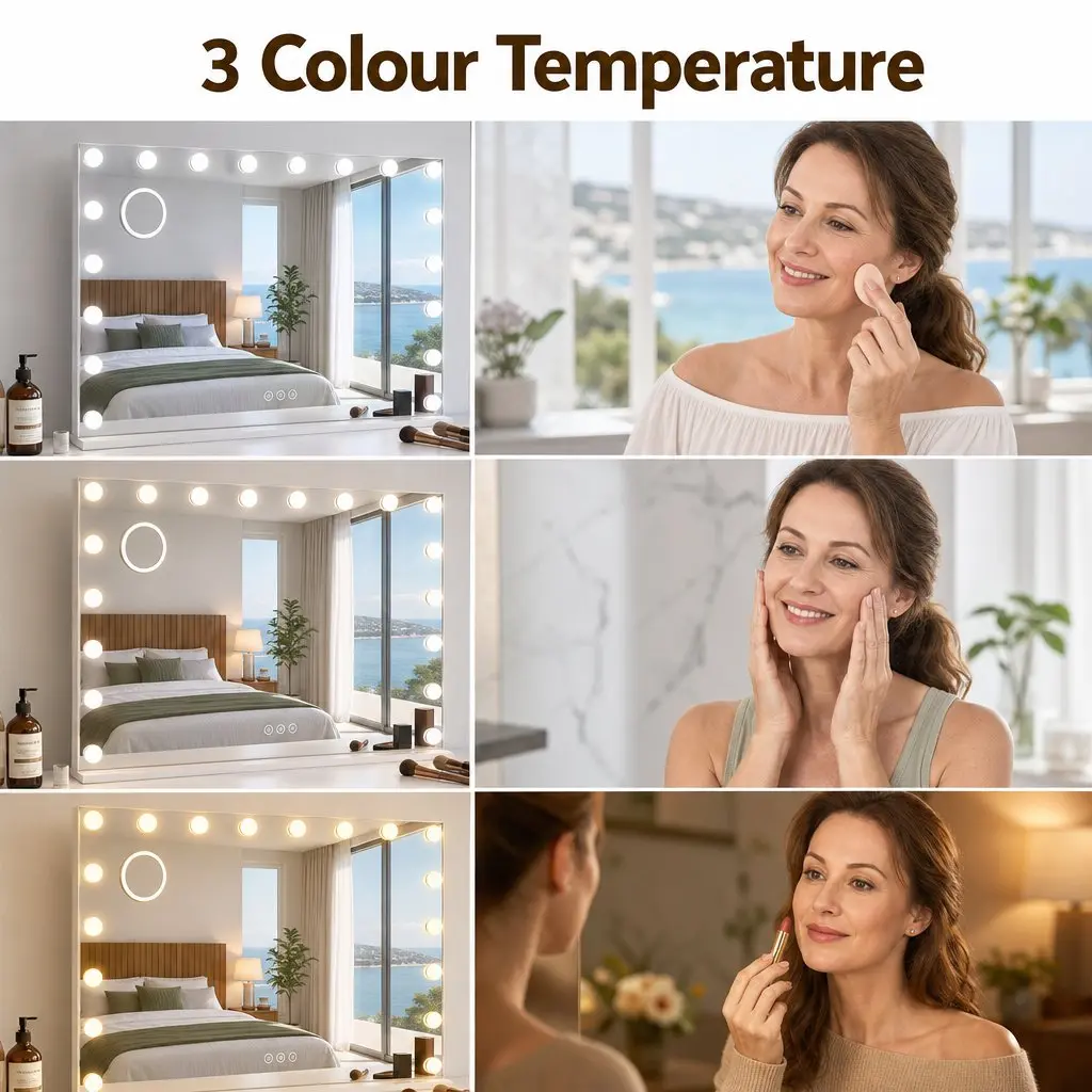 Hollywood Vanity Mirror 90x60cm Large Frameless Makeup Mirror 18 LED Bulbs