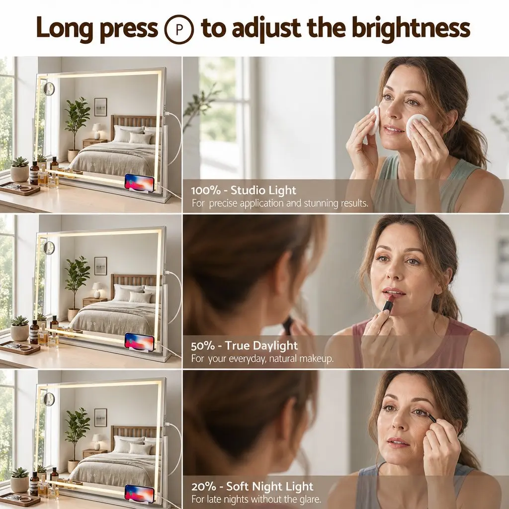 100x70cm LED Lighted Vanity Mirror