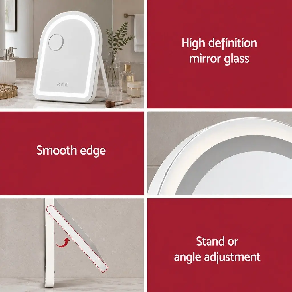 Makeup Mirror for Dressing Vanity 35x45cm LED with 5x Magnification Rotation White