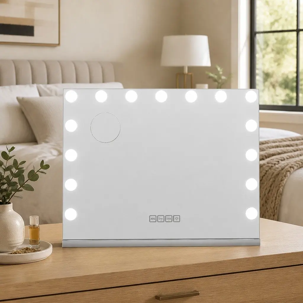 58x46cm Bluetooth Vanity Mirror with 15 LED Bulbs