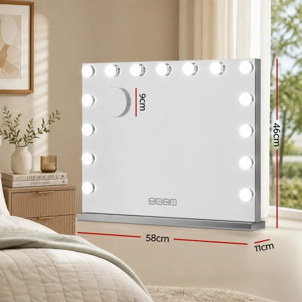 58x46cm Bluetooth Vanity Mirror with 15 LED Bulbs
