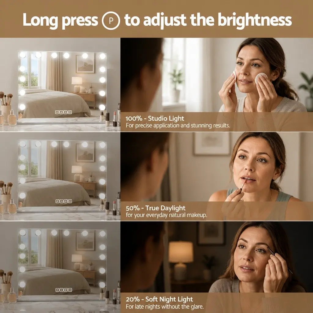 58x46cm Bluetooth Vanity Mirror with 15 LED Bulbs