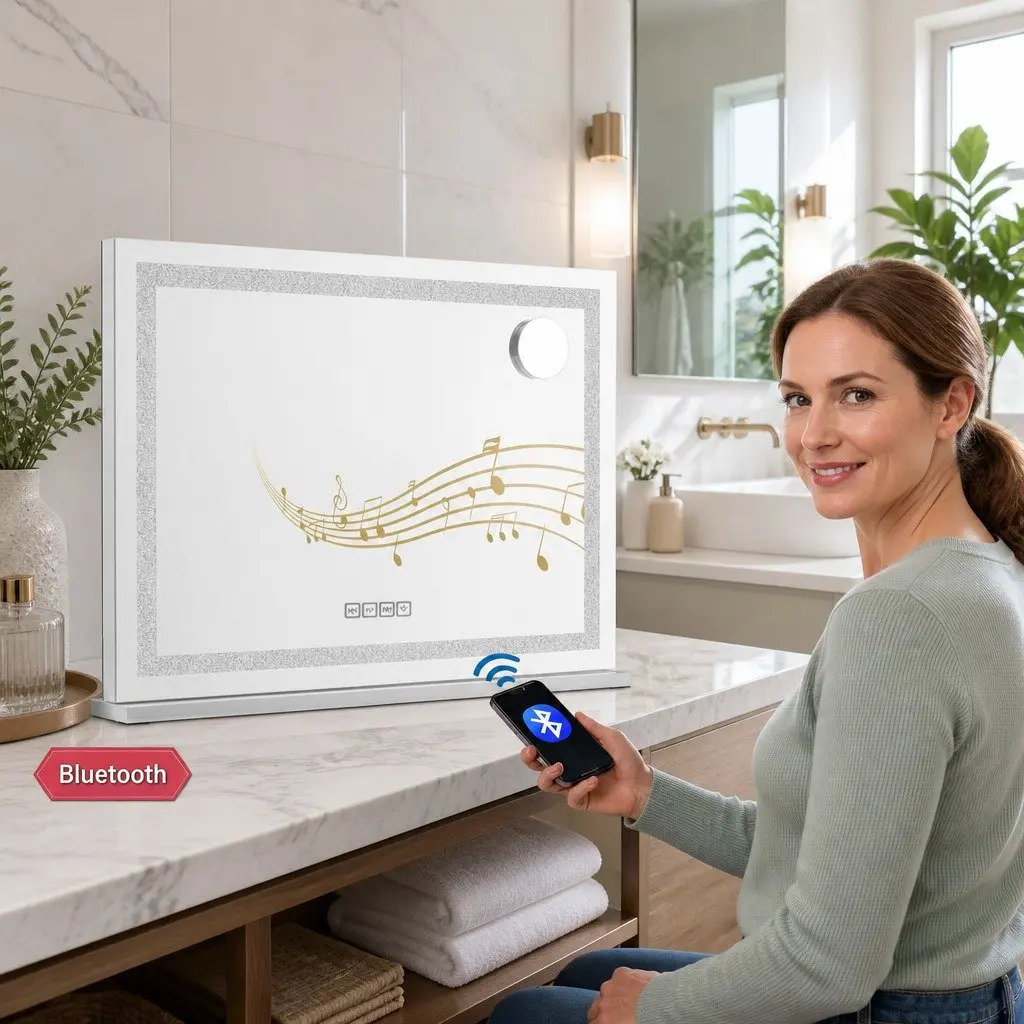 Lighted Makeup Mirror 58x46cm Hollywood Vanity with Bluetooth Speaker USB