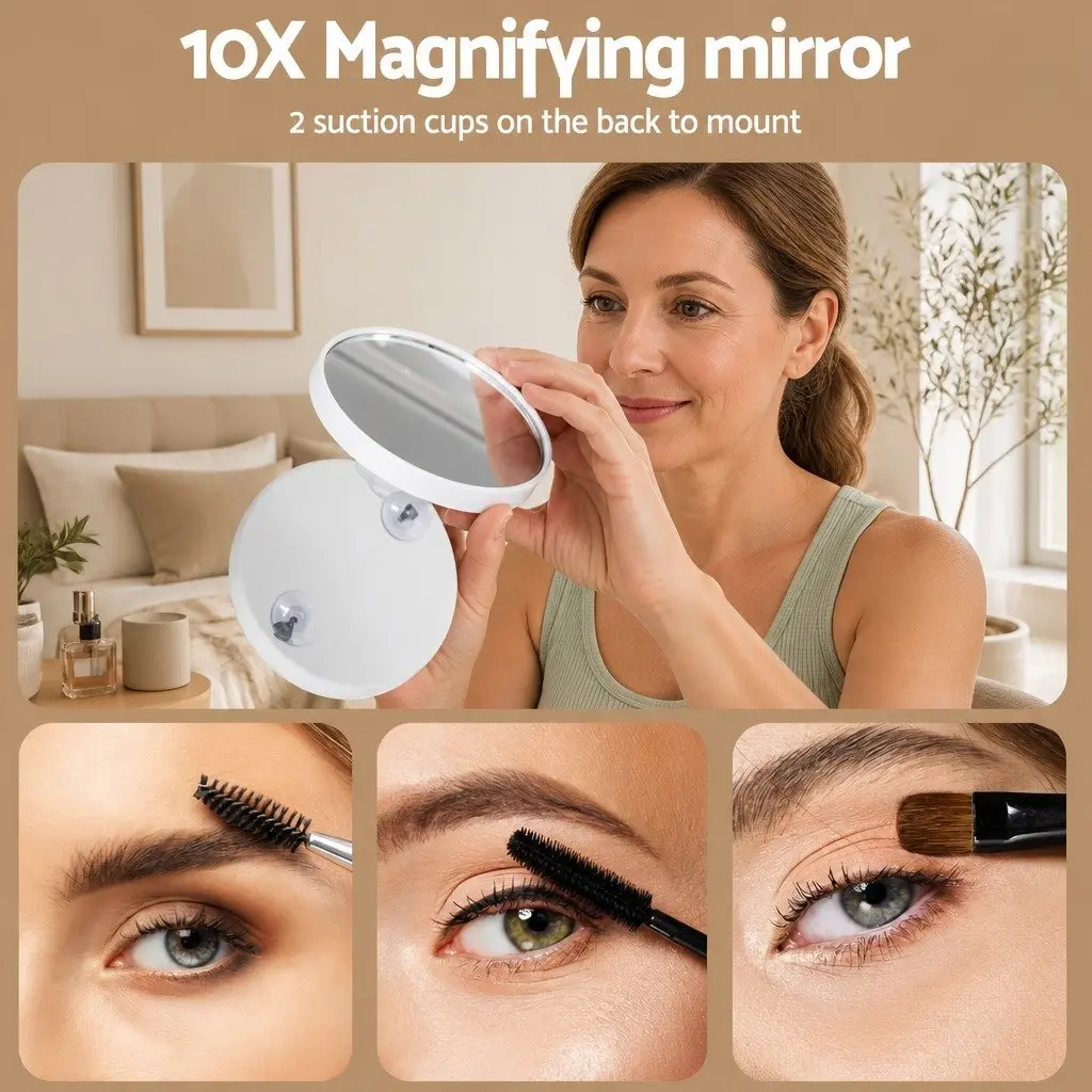 Makeup Mirror Tabletop Wall Mount 80x58cm LED Light for Bathroom