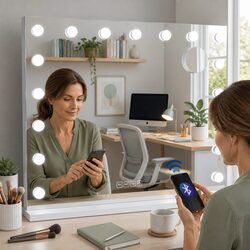 Bluetooth Makeup Mirror 80x58cm LED Vanity Hollywood Wall Mount Touch Control